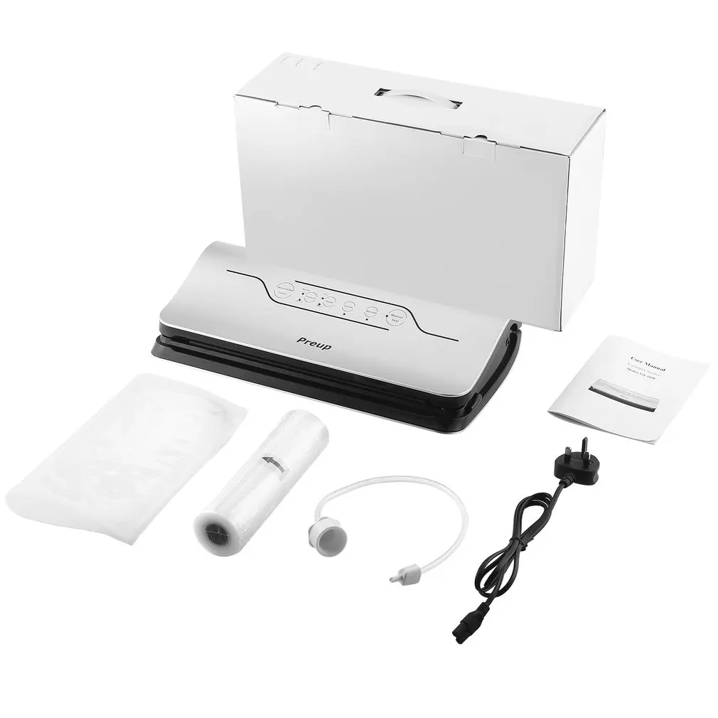

Food Vacuum Sealer Machine with Bag Corner Cutter Sealing System Packaging Machine Film Sealer with Vacuum Bags LED Indicator