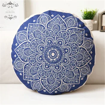 

Retro personality hand painted round flower tropical plant wholesale gift cushion cover home decorative pillow case