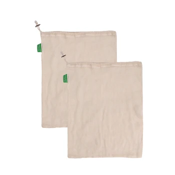 

Natural Cotton storage Bags 1 Pack Reusable Produce Bags Rope Mesh Vegetable Fruit kitchen Storage Pouch mesh Bags