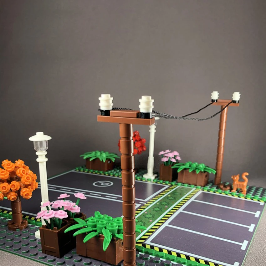 Legoinglys City Street Road MOC Accessories Wire Pole Wire Building Blocks Set Bricks DIY Kids Educational Toys (10)