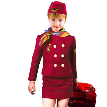

Halloween Carnival Party Costume New Kids Girls Airline Stewardess Uniform Kidswear Halloween Party Cosplay Costume Role Play