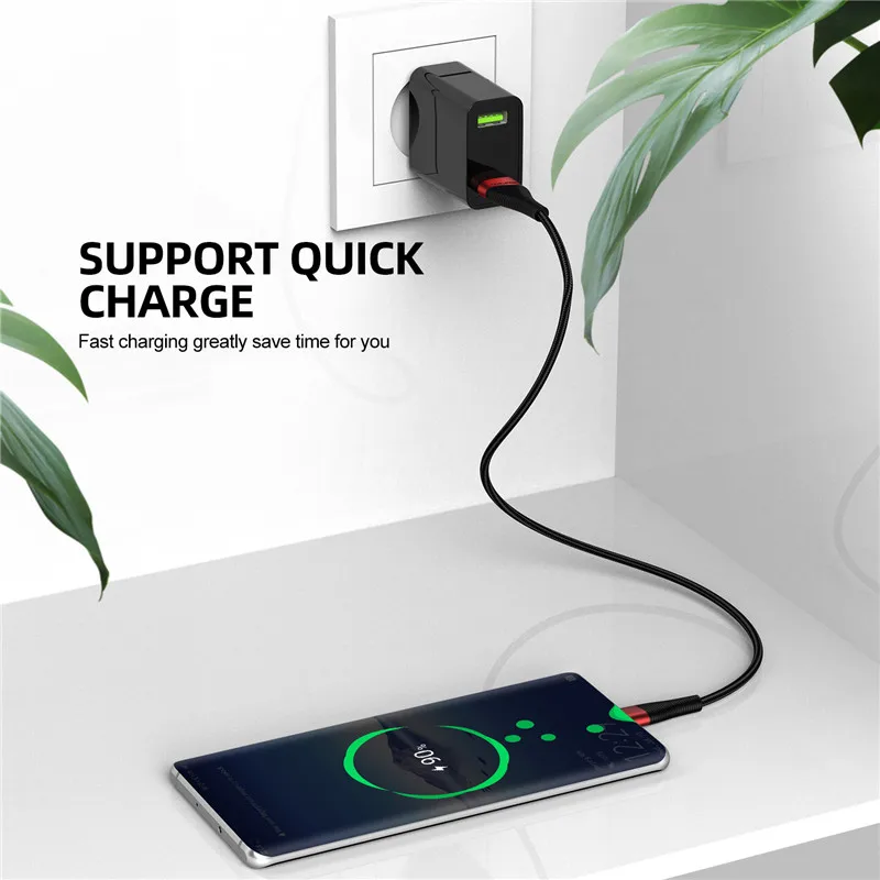 USB кабель USLION типа C для Samsung A50 S10 S9 S8 Huawei P30 3 1 зарядное устройство быстрой зарядки