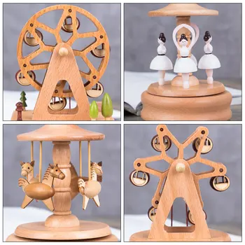 

2020 Wooden Music Box Ferris Wheel Carousel Musical Box Home Decor Clockwork Kids Chirstmas Birthday Valentine's Day Gift Retro