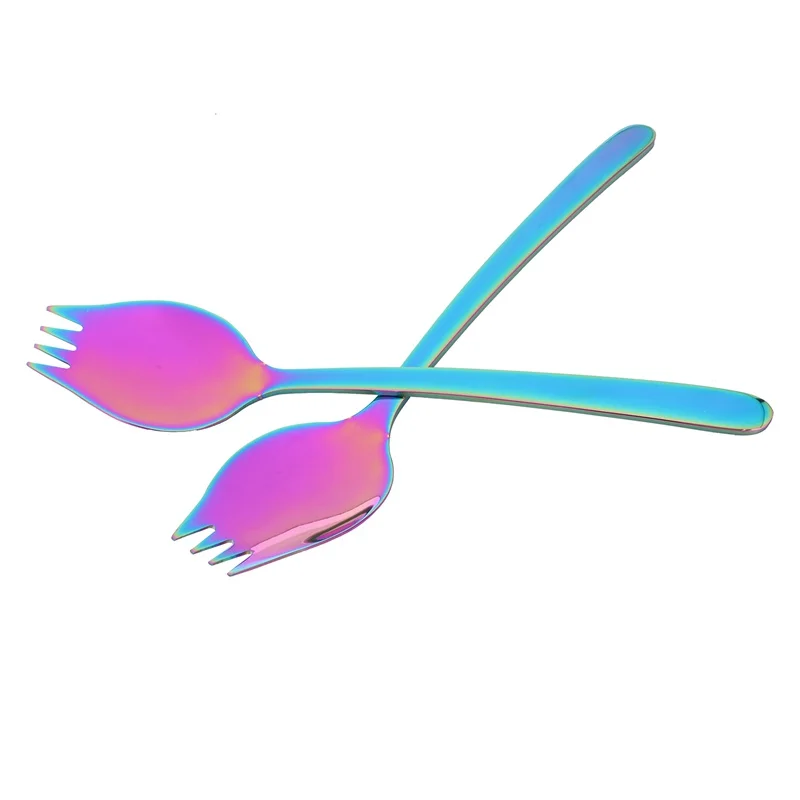 ELEG-6-Piece 2 в 1 Многофункциональный Spork(ложка и вилка), 18/10 ложка и вилка из нержавеющей стали набор для лапши, макаронных изделий, фруктов и