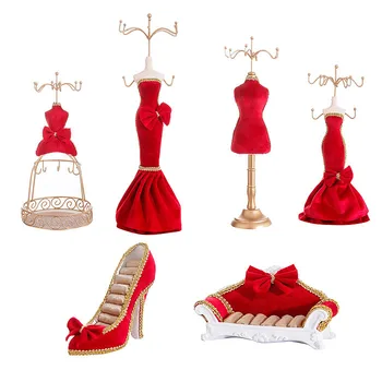 شراء6 قطعة مجوهرات فريدة عرض موقف الراتنج الحرف ديكور المنزل قلادة أقراط سوار تخزين هدايا مجموعة أرفف التخزين