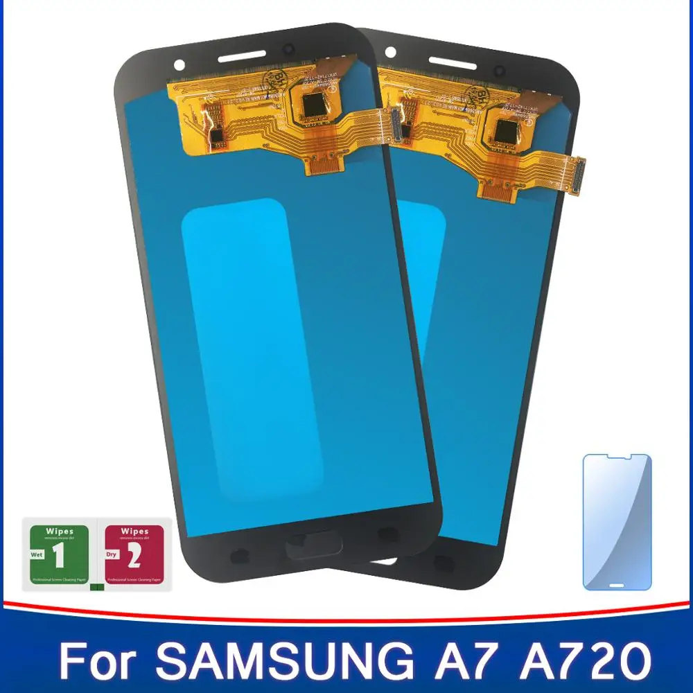 2 шт. A7 ЖК-дисплей для Super AMOLED Samsung Galaxy 2017 A720 A720F A720M LCD сенсорный экран Сенсорная