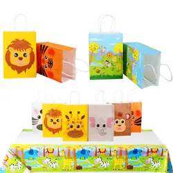 Милые сумочки с животными, 12 p, подарочные бумажные пакеты для детей, для мальчиков и девочек, вечерние, конфетные, упаковочные, лесные, jugnle