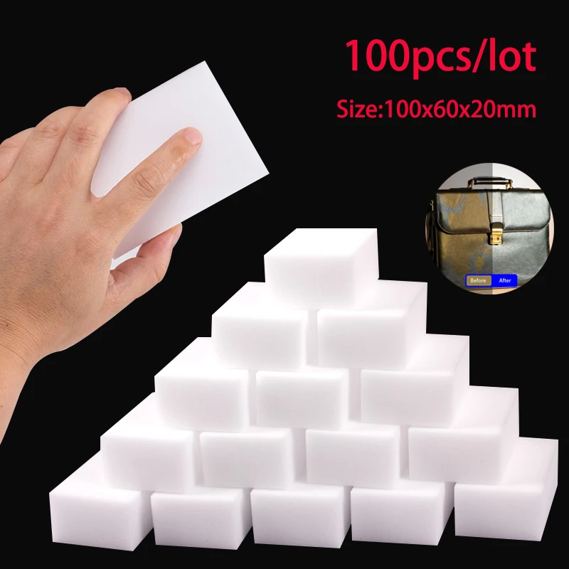 100 pçs/lote esponja de melamina esponja mágica borracha para cozinha escritório banheiro melamina cleaner limpeza esponja 100x60x20mm