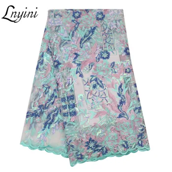 

Embroidery Flowers Pattern Sequins Lace Fabrics for Bridal Materials African Sequence Fabrics French Tulle Mesh Lace L3157B