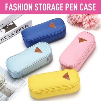 

Candy Color Large Capacity Multi-functional Flip Pencil Case Stationery Pencil Case School Supplies Canvas Pen Bag