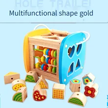 Boîte multifonction pour enfants, forme assortie, Piano à frapper, boulier, nombres perlés, laçage de fruits, jouet en bois, jouets Montessori