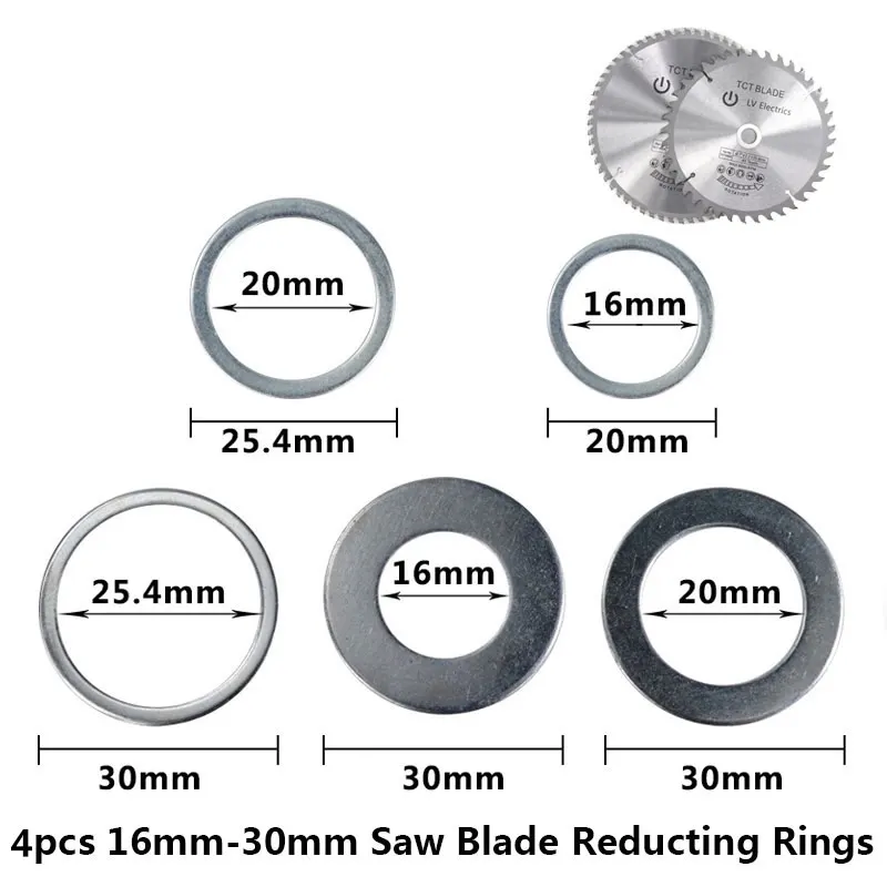 2pcs 16mm 20mm 25.4mm 30mm Lama Per Sega Circolare Anelli Di Riduzione Anello Di Conversione Disco Da Taglio Strumenti Per La Lavorazione Del Legno