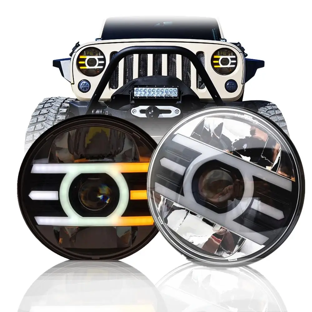Projector Headlamp 7/'/' LED Headlights Halo Fog Light For FREIGHTLINER Combo