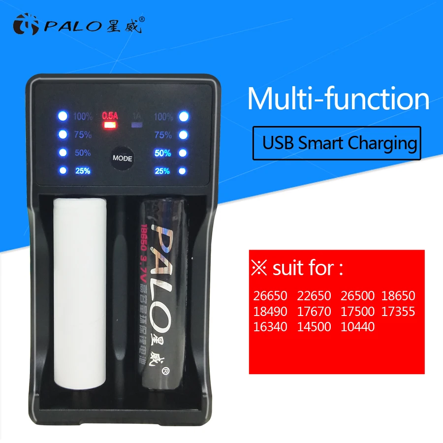Умное зарядное устройство Palo с USB со светодиодным дисплеем для никель