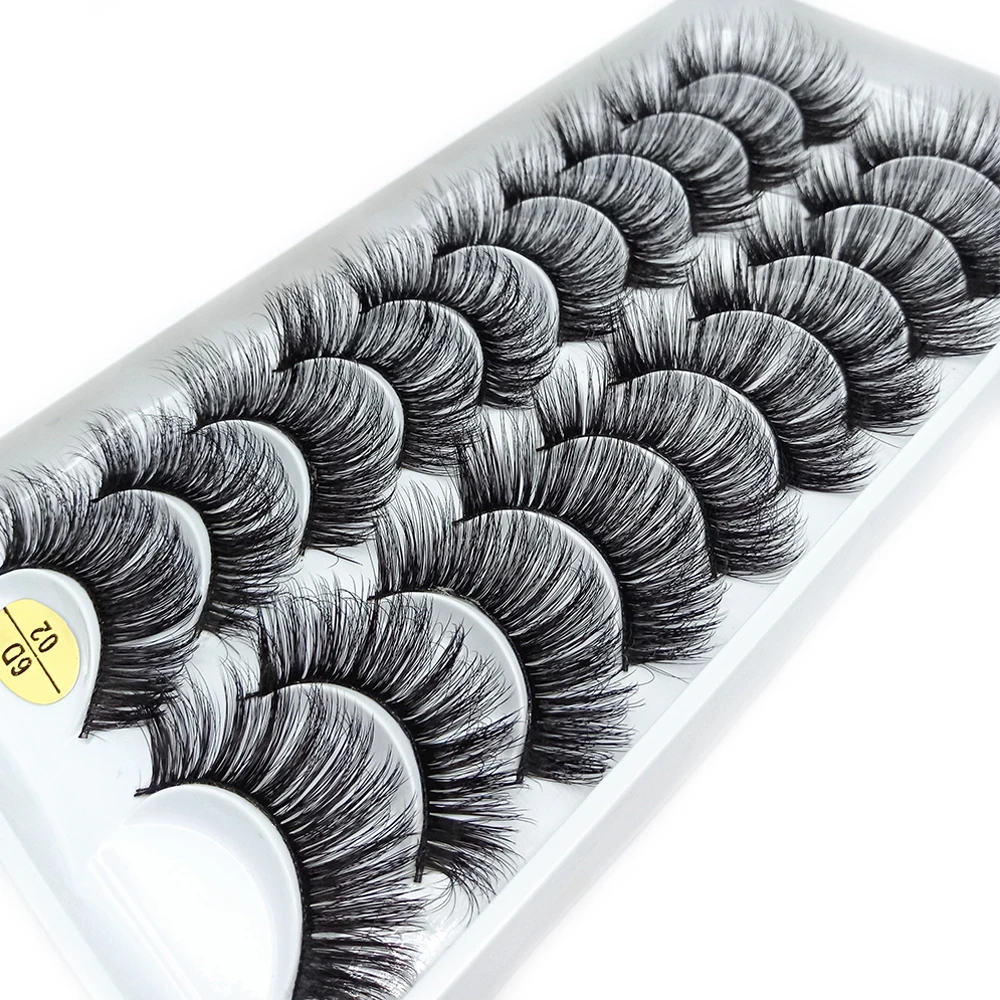 

10 Pairs 6D Mink Hair False Eyelashes Full Volume Thick Wispies Fluffy Eyelashes Messy Handmade Cruelty-free Eye Makeup Tools