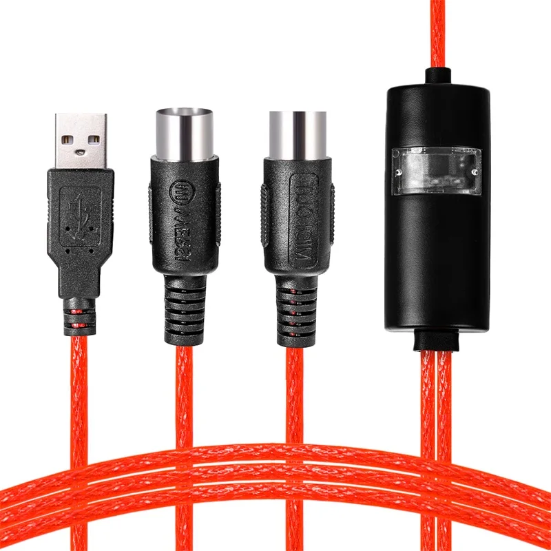 1PC USB To 2 MIDI Interface Adapter Cable Converter for IOS 2 Meters For PC Music Keyboard Synth Adapter Windows & Mac