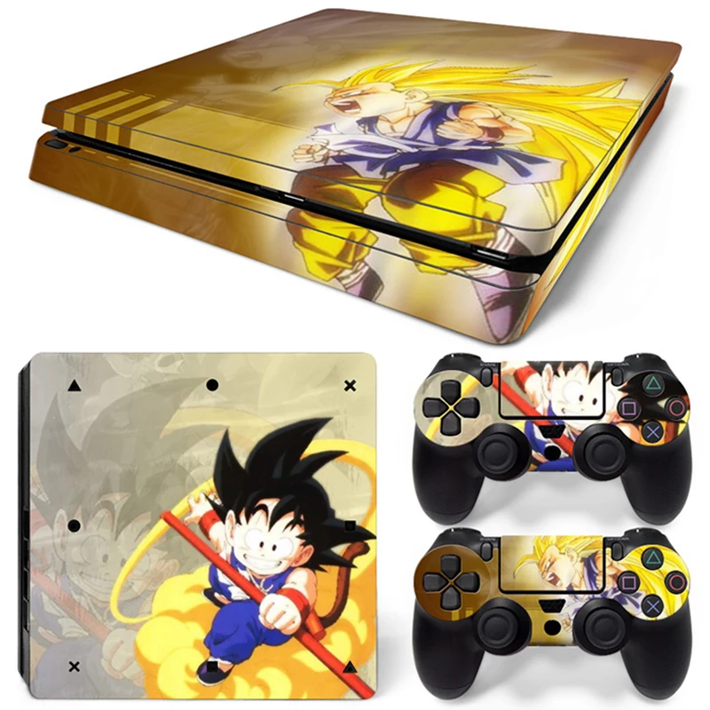 Hot Anime Goku Sticker Cover Wrap Protector Skin For Sony PS4 Slim Console & 2PCS Controller Skin Decal For PS4 Slim