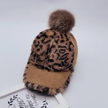 

Winter Boys Girls Leopard Print Baseball Cap Children Tennis Casual Hip Hop Sun Corduroy Caps With Ball Design 2019