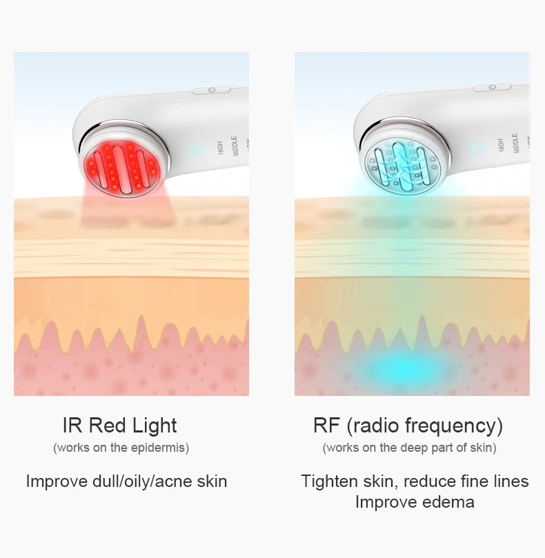 RF антивозрастной аппарат для лица, красный светильник, Радиочастотное устройство для красоты, лифтинг для лица, Махины для омоложения кожи, удаление морщин