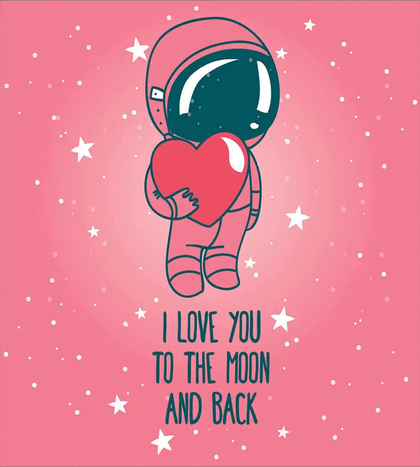 Набор пододеяльников на День святого Валентина с надписью «I Love You to The Moon» и надписью «Back» с астронавтом, держащим сердце, декоративное постельное белье из 3 предметов