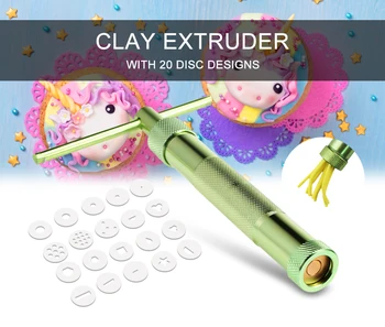 

Clay Extruder With 20 Disc Designs Pottery Sculpture Modeling Fondant Cake Tool Polymer Clay Craft Gun Sculpting Cake Tool