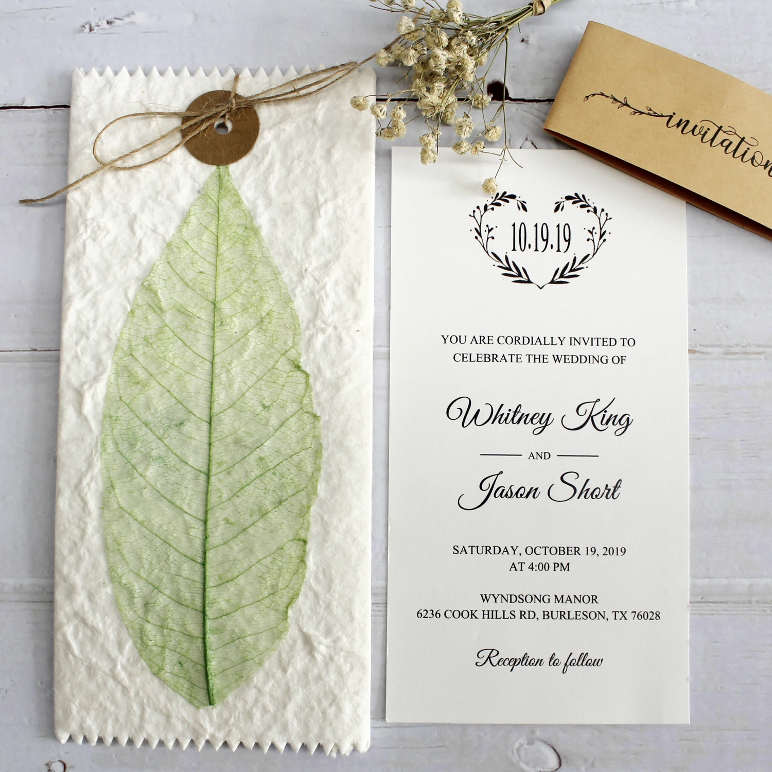  50pcs Rustic Wedding Invitations Customized Invitations Flowers Wedding Invited with Envelope - 4000031999967