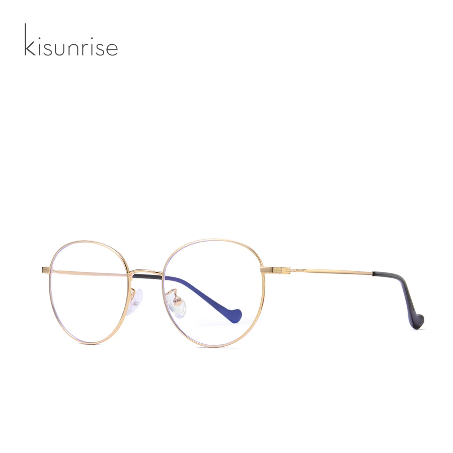 Kisunrise, очки bluelight, оправа, очки, защитные очки, круглые очки для игр, компьютерные очки для женщин, KS098 - Цвет оправы: 3.GLOSSY BLACK