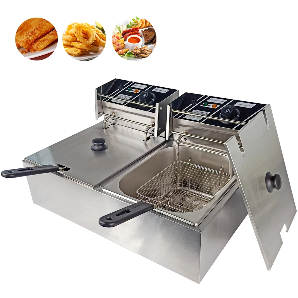 

Stainless Steel Deep Fryer Commercial Smokeless Frying Machine Thermostatic Control Fried Pan for Chips Chicken Wings