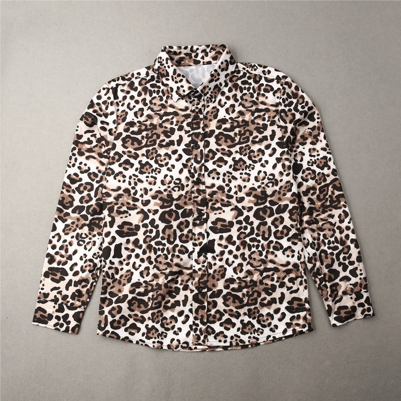 Mens Cotton Linen Long Sleeve Leopard Summer Shirts Slim Casual Loose Soft Male Autumn Fashion Tops Tee