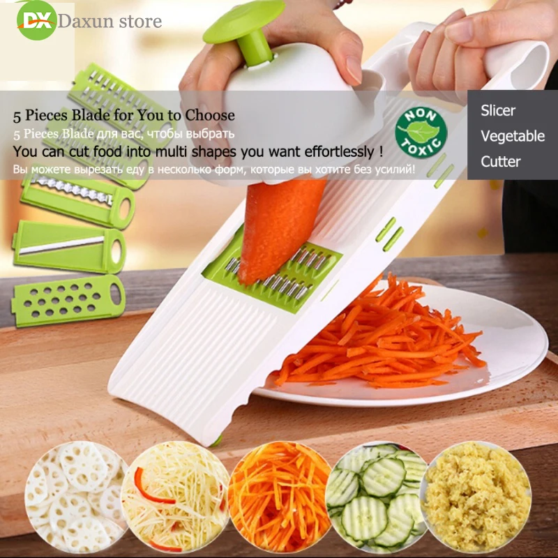 

Potato Slicer Vegetables Cutter with 5 Stainless Steel Blade Carrot Grater Onion Dicer Slicer Kitchen Tools and Gadgets