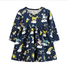 Jumping meter/платья для девочек с изображением фламинго; одежда для малышей; Новое поступление; хлопковое осеннее трикотажное платье принцессы с изображением животных; Детские платья для девочек