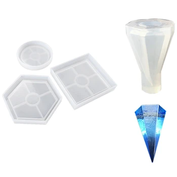 

1x DIY Silica Gel Cone Mold Making Jewelry Pendant Resin Casting Mould Craft & 3 Pack Diy Coaster Silicone Mold