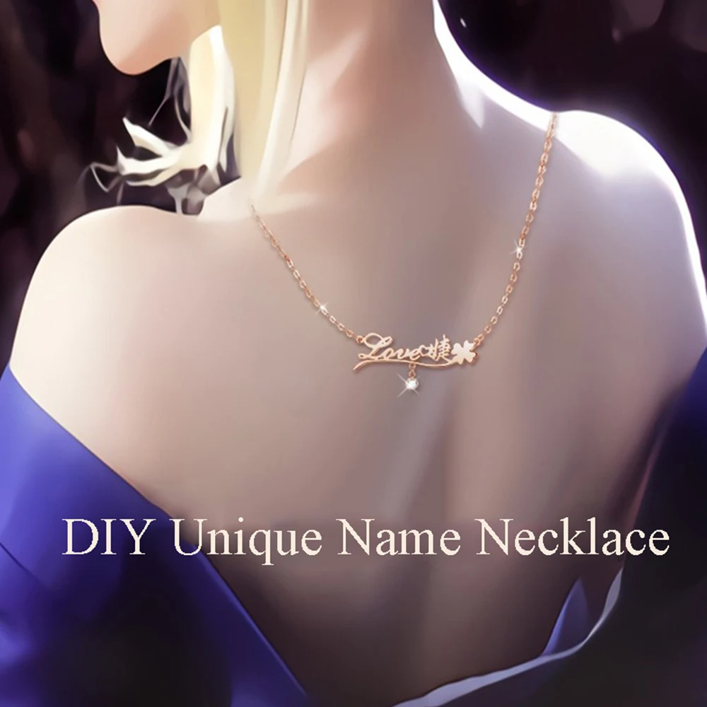 

DIY Name Necklace Customized 925 Silver Unisex Romantic Unique Creative Party Birthday Anniversary Propose Valentine's Day Gifts
