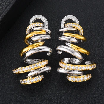 

LARRAURI Monaco Design Luxury Tornado Sandstorm Statement Earrings For Women Wedding Cubic Zircon Party Dubai Bridal Jewelry