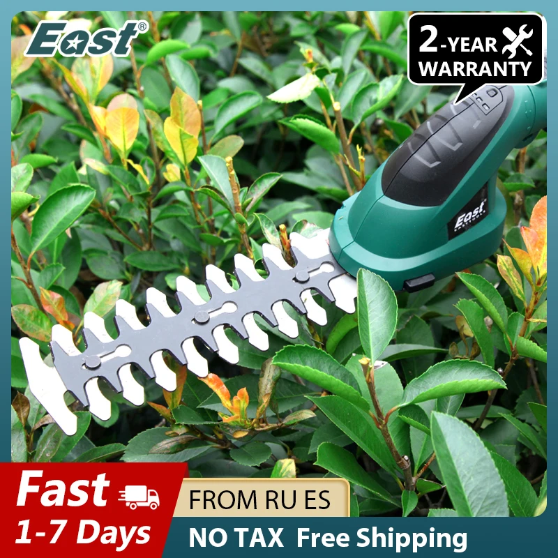 East 7.2V Li-ion Grass Trimmer Electric Hedge Trimmer 2 in 1 Lawn Mower Garden Tools Pruning Shears Garden Scissors ET1511C