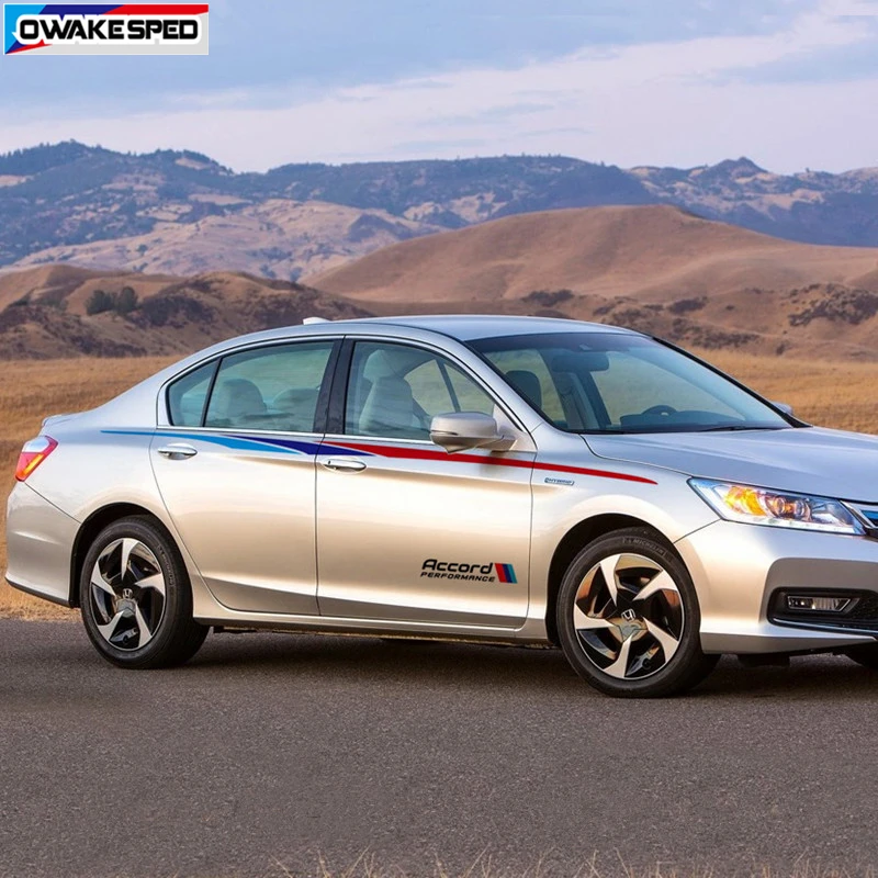 Performance Sport Stripes Colorfull Car Waist Lines Stickers For Honda-Accord Coupe PHEV Auto Body Decor Vinyl Decals
