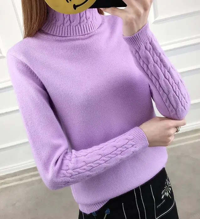 Водолазка зимний свитер женский эластичность женские вязаные кашемировые свитера и пуловер женский трико розовый Топы pull femme