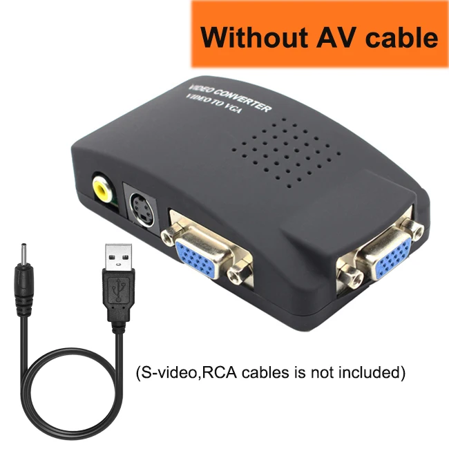 S-video composite RCA AV to VGA converter with USB power supply
