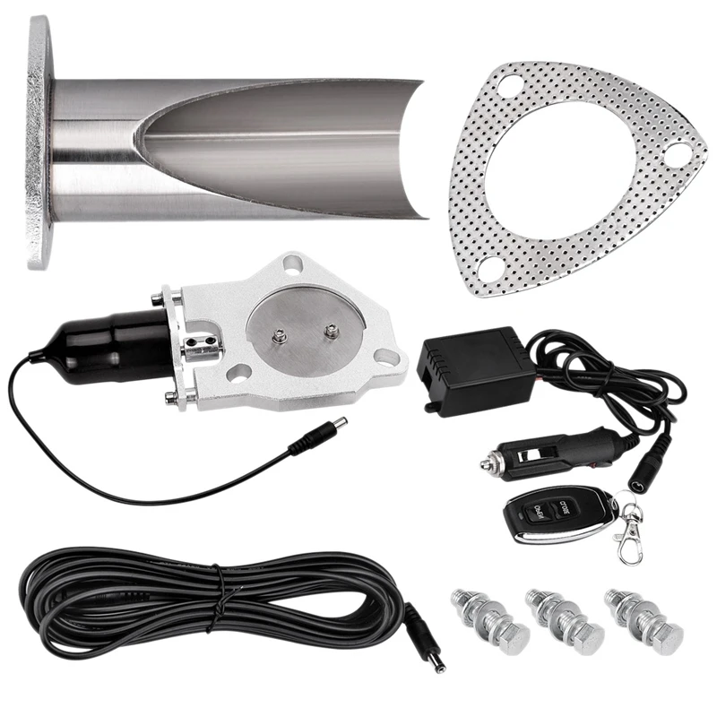 

NEW-3 Inch Electric Stainless Exhaust Cutout with Remote Control with Be Cut Pipe Exhaust Cut Out Kit Car Complete Installations
