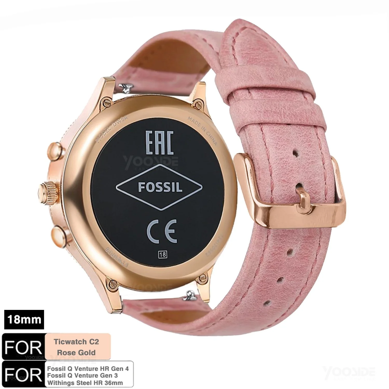 Для Fossil Venture Watch Band 18 мм Quick Release классический кожаный розовый застежка женский ремешок на запястье для Fossil Q Venture Gen 3/Gen 4