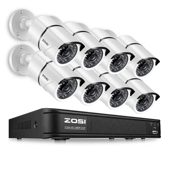 

ZOSI 1080P CVI TVI CVBS AHD Analog 4CH 8CH CCTV Surveillance Security SYSTEM with Waterproof Nightvision Home Outdoor Camera DVR