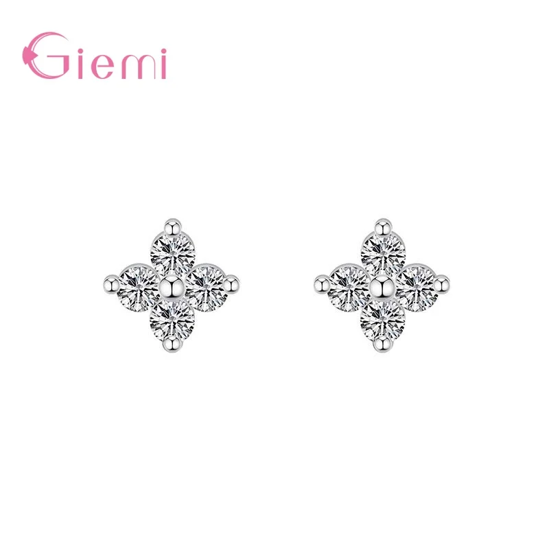 

Silver Real 925 Flower Shape Stud Earrings For Women Dazzling Crystal Earrings Statement Super Nice Jewelry Gifts