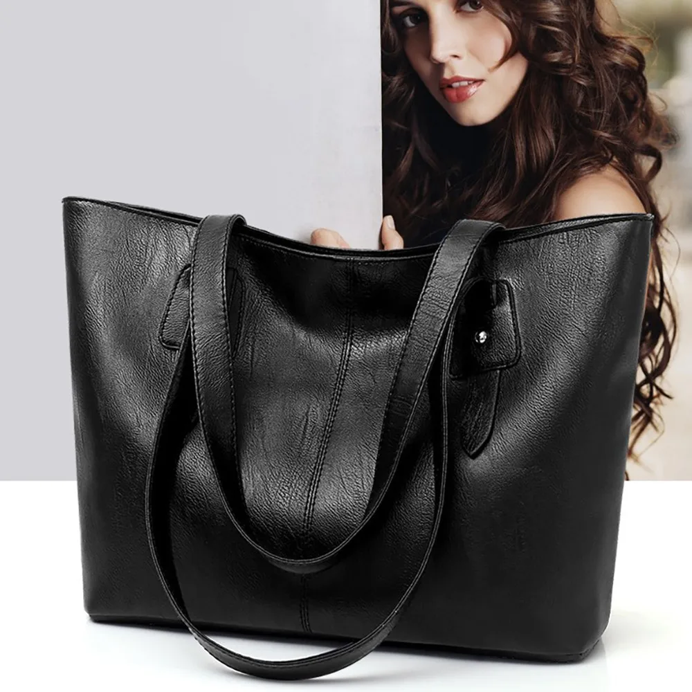 Повседневное большой Ёмкость Для женщин сумки из натуральной кожи мягкие из искусственной кожи, женские, сумки на плечо, для девушек, сумка для мамы большой сумки черная сумка через плечо Bolsas