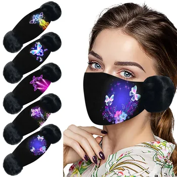 

Thickened Reusable Mask Protect Ears Keep Warm Butterfly Prints Windproof Washable Mask For Adult Winter Mascarilla Reutilizable