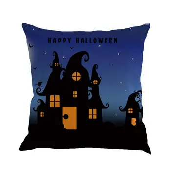 

4 Patterns Halloween Cotton Linen Fabric Cushion Covers Digital Printed Home Decorative Square Pillowcase 45*45cm Drop Shipping