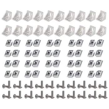 

2020 Series Aluminum Profile Connector Set, 20pcs Corner Bracket,40pcs M5 x 10mm T-slot Nuts, 40pcs M5x10mm Hex Socket Cap Screw