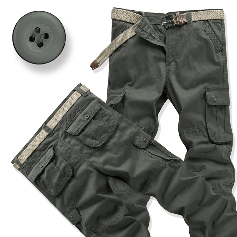 Six pocket army Мужские брюки с несколькими карманами, чистый хлопок, комбинезоны, брюки, свободные брюки, мужские камуфляжные военные повседневные мужские брюки большого размера плюс - Цвет: Six pocket army