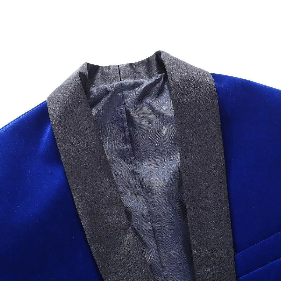 Классические Мужские Элегантные Бархатные костюмы из 3 предметов, комплект бордовых, королевских, синих, черных свадебных костюмов для жениха, приталенный смокинг, костюм на выпускной