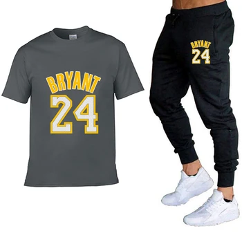 

Plus size men's sports suit solid color T-shirt + sports pants track suit men's plus size jogging fitness sportswear