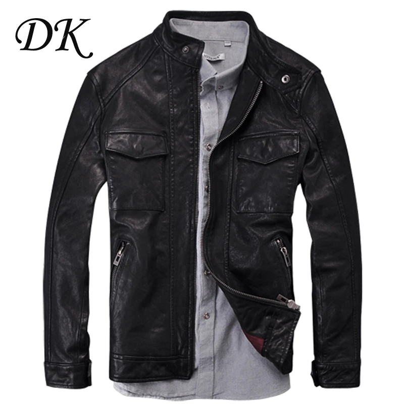 

Slim Short Korean Male Leather Collar Sheepskin Leather Jacket Motorcycle Youth Handsome Tide
